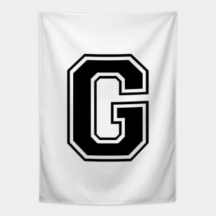 Initial Letter G - Varsity Style Design - Black text Tapestry