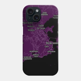 Rio de Janeiro deep purple map Phone Case