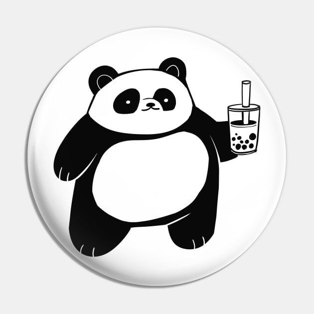 Panda with Bubble Milk Tea Pin by evumango