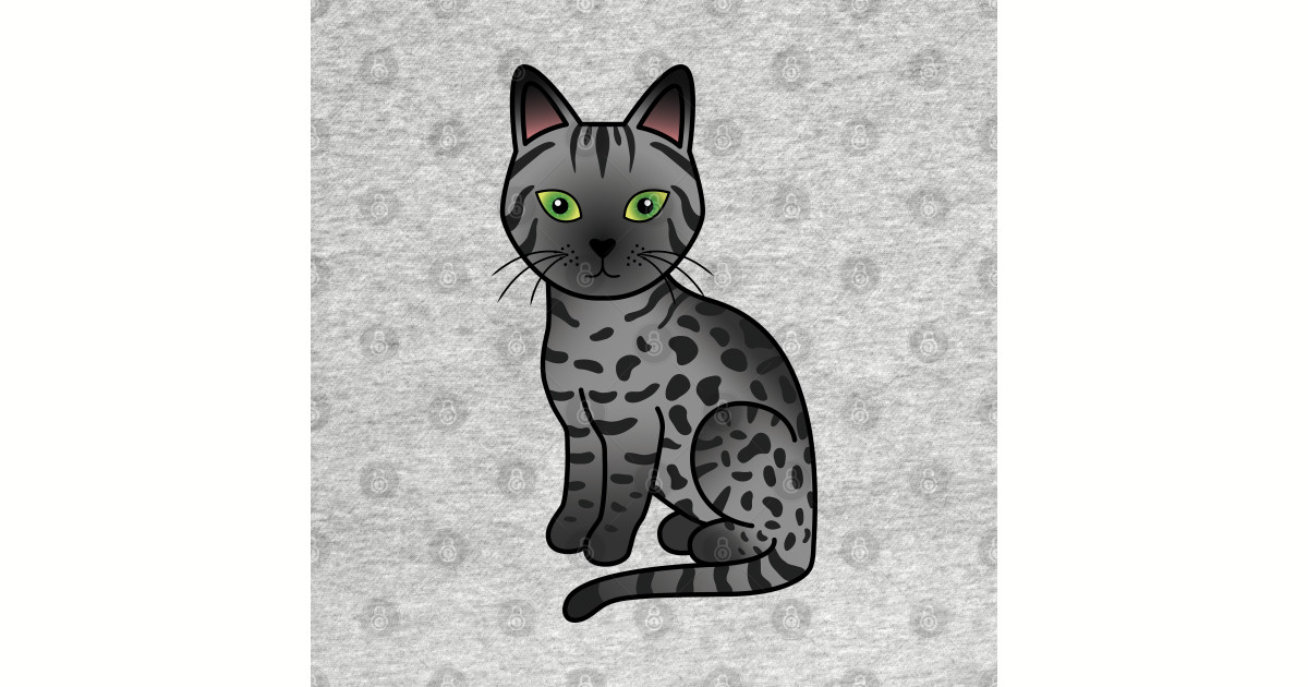 Download Smoke Egyptian Mau Cute Cartoon Cat Illustration - Egyptian Mau - T-Shirt | TeePublic