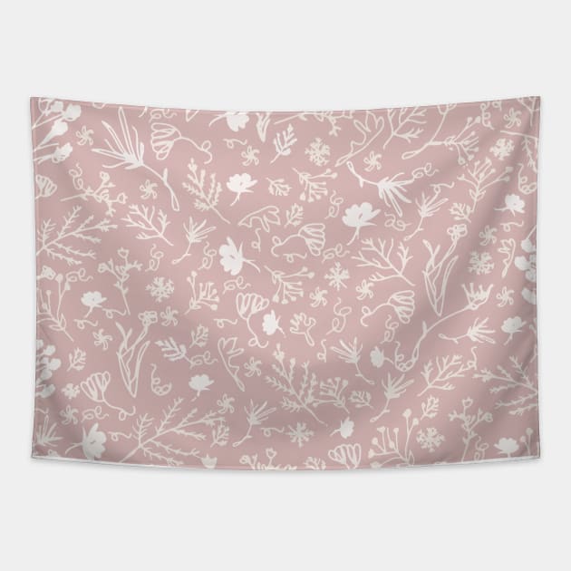 Botanical-Pattern, set, pink, 2, spring, botanic, nature, botanical, floral, flowers, floral-pattern, leaves, plants, minimalist, garden, jungle, leaf, exotic, tropical, flower, boho, cacti, succulent, digital, graphic-design, pattern, Tapestry by PrintedDreams