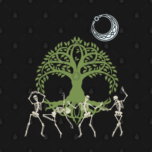 dancing skeletons with nordic tree of life by Love My..