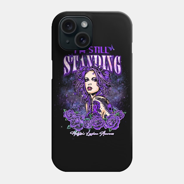 Hodgkin's Lymphoma awareness Beautiful Girl with tattoo I'm still standing supporting gift for  Hodgkin's Lymphoma fighter Phone Case by Gost