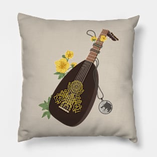 Lute, Medallion, and Buttercups Pillow