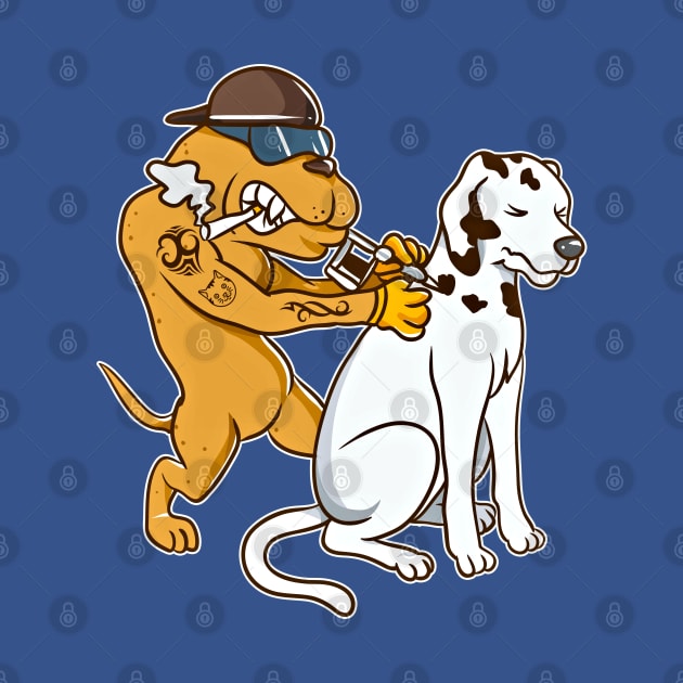 Cool Tattoo Dog Giving a Dalmatian His Spots Funny Tattoo Design by SoCoolDesigns