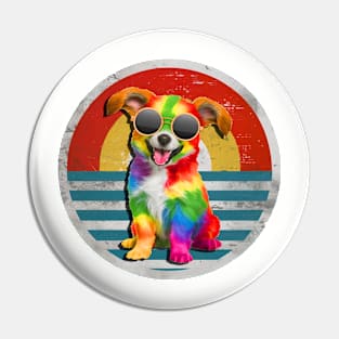 Retro Vintage Aesthetic Hippie Dog Pin