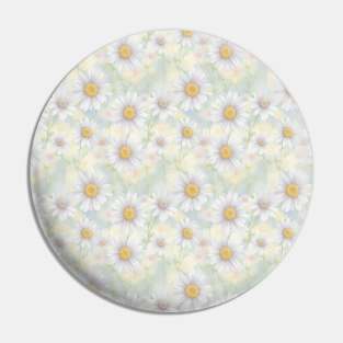 Watercolor Pattern With Big Daisy Pin