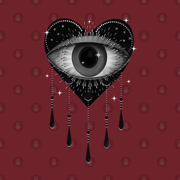 Black heart crying crystals (on pink background) by Meakm