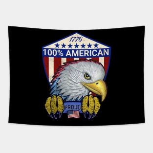 1776 red white blue eagle with flag 100% American Proud Tapestry