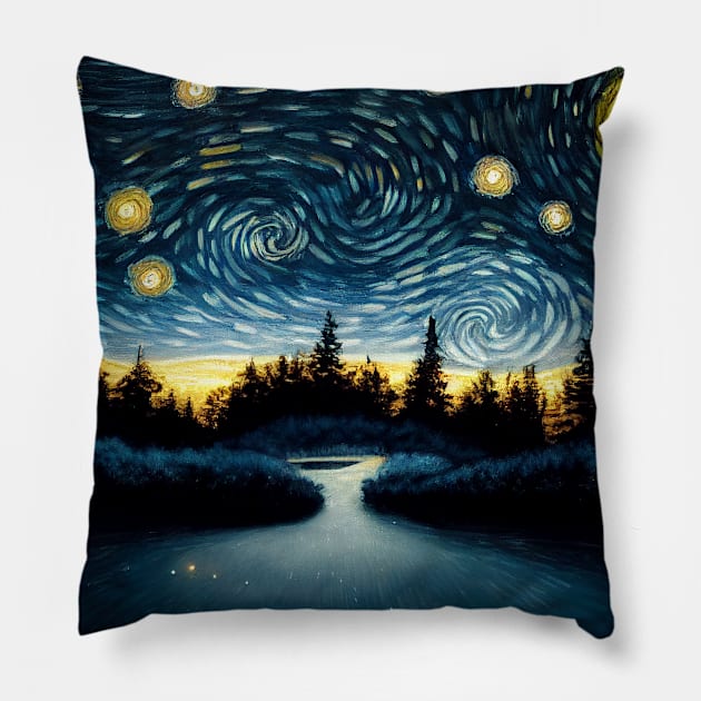 Starry Night Fills Your Dreams Pillow by Kazaiart