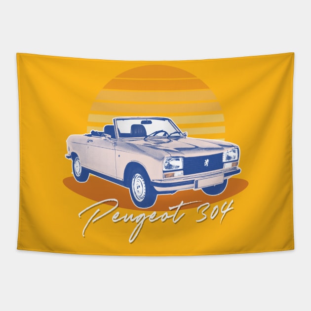 Peugeot 304 Cabriolet Vintage Sunset Design Tapestry by DankFutura