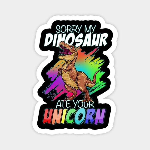 Funny T-Rex Unicorn Dinosaur Unicorn Magnet by GigibeanCreations