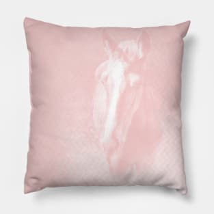 Horse emerging from the rose pink mist Pillow