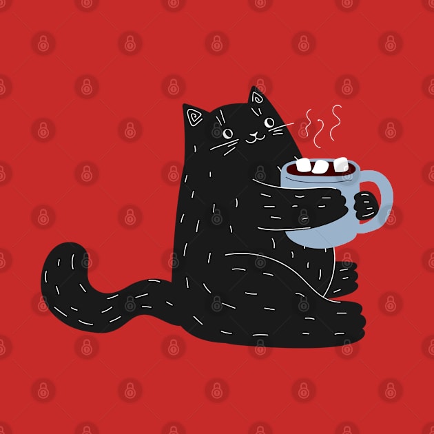 Black Cat Drinking Coffee by gronly