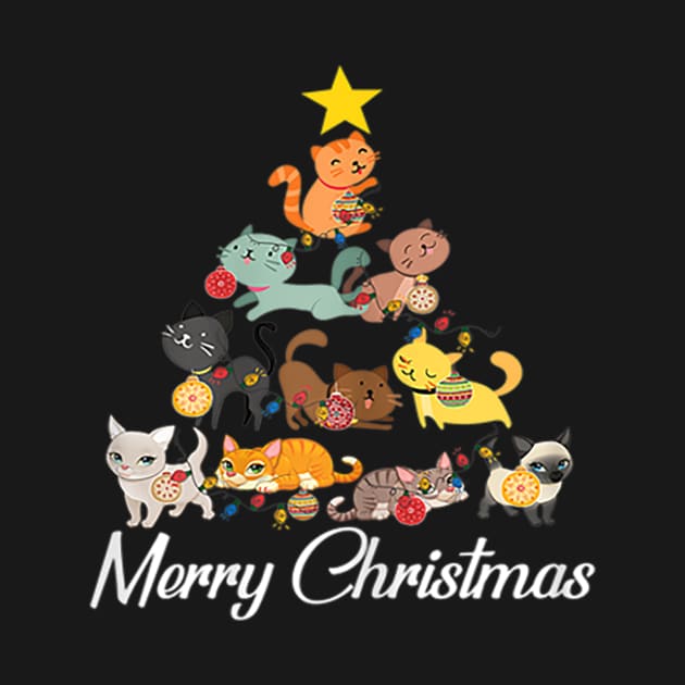 Xmas Noel Lights Star Presents Cats Tree Merry Christmas by Barnard