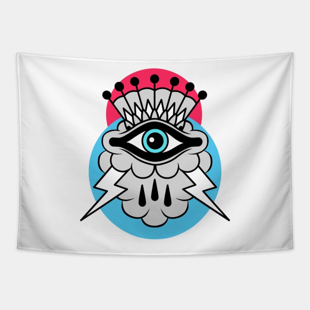 All Seeing Eye With Cloud And Lightning Tapestry by KohorArt