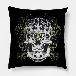 Vintage Zombie Outbreak Skull Pillow