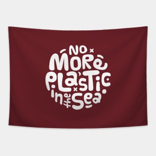 No More Plastic in the Sea Logo Tapestry