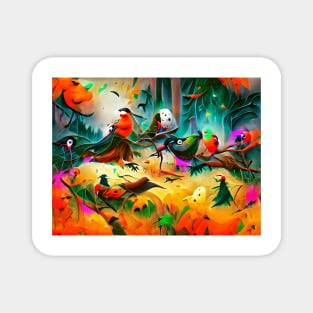 Birds on Trees Halloween Art Magnet