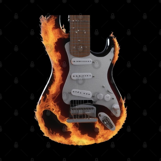 A Guitar On Fire by Musical Art By Andrew