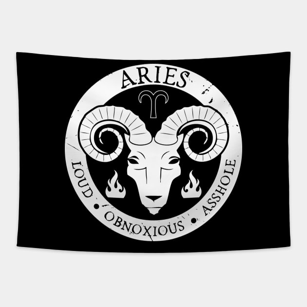 Savage Aries Zodiac Antisocial Astrology Tapestry by atomguy