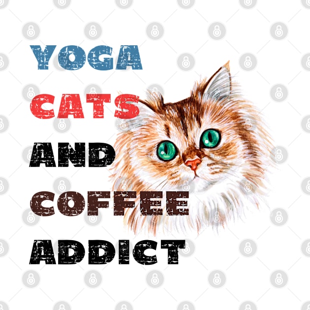 Yoga cats and coffee addict funny quote for yogi by Red Yoga