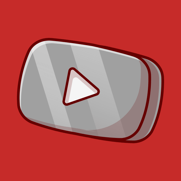 Silver Play Button in Rounded Rectangle Music Cartoon Vector Icon Illustration by Catalyst Labs