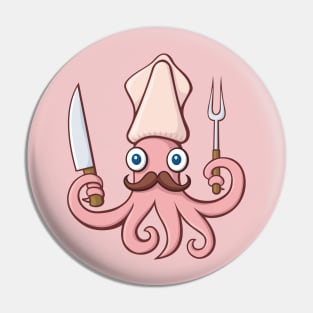 Squid Chef Cartoon Pin