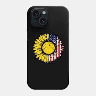 Sunflower American Flag Tennis Lover Gifts 4th Of July Phone Case