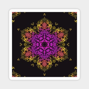 Dot Mandala Flower Pink Yellow and Black Magnet