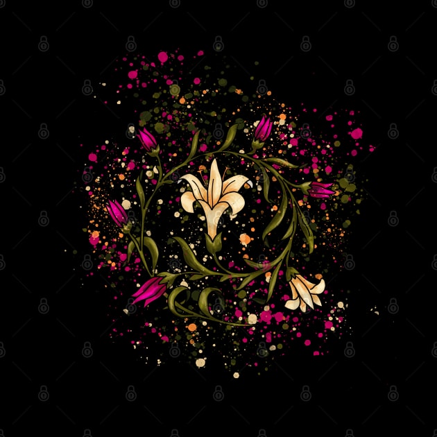 Lilies decorative art, victorian style ornamental flower by NadiaChevrel