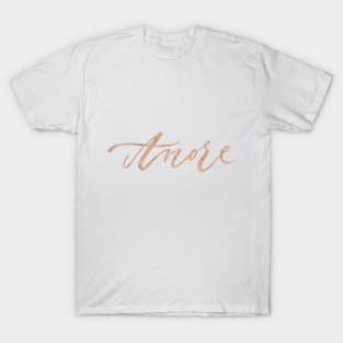 t shirt with rose gold writing