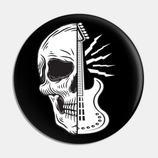 Half Skull Half Guitar Metal Rock Music Fan Pin