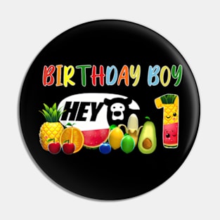 1St Birthday Boy 1 Year Old Fruit Birthday Hey Bear Pin