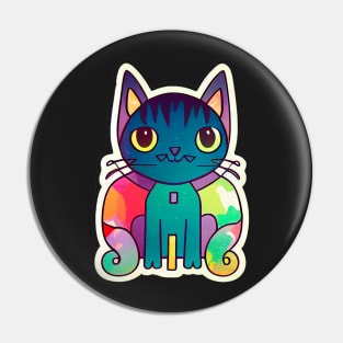 Cat cut fullcolor sticker styles Galaxy Pin