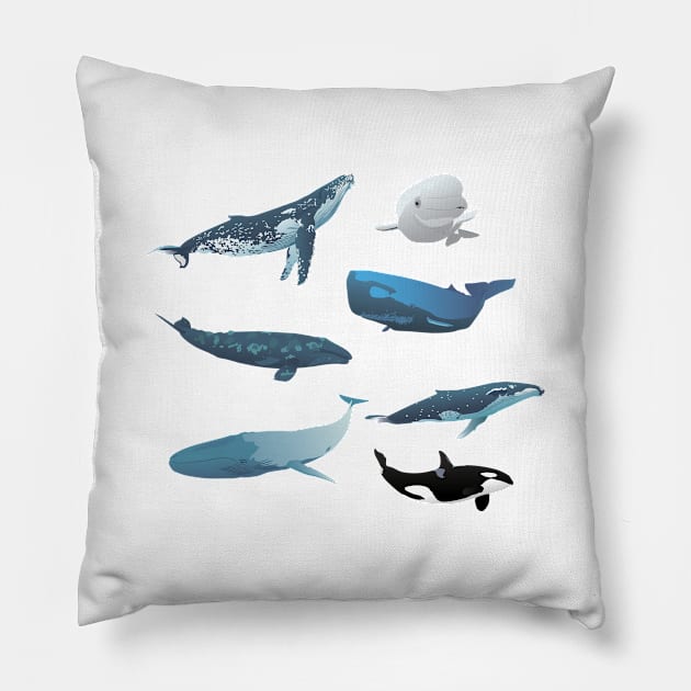 Various Whales Pillow by NorseTech