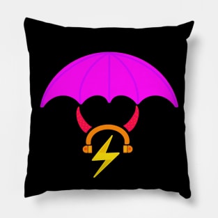 Lightning bolt with headphones umberella and horns Pillow