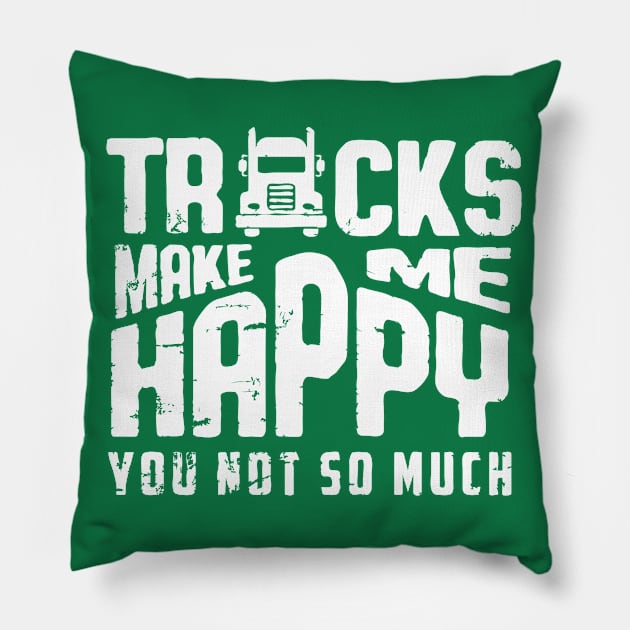 Trucks make me happy (white) Pillow by nektarinchen