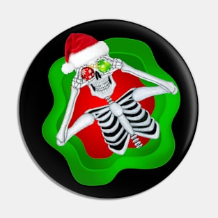 Funny Christmas Skeleton Santa Hat Ornaments Pin