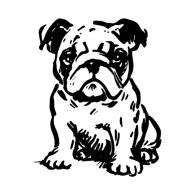 Stick figure bulldog in black ink by WelshDesigns