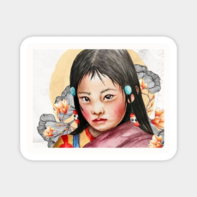 Mongolian Girl Magnet by GeraldineBrink