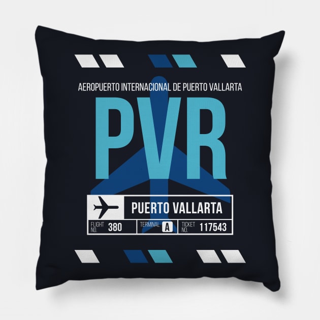 Puerto Vallarta (PVR) Airport Code Baggage Tag Pillow by SLAG_Creative