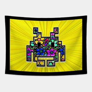 Gamer Invaders Flowers Game by LowEndGraphics Tapestry