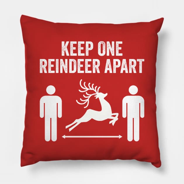 Keep One Reindeer Apart social distancing christmas Pillow by DragonTees