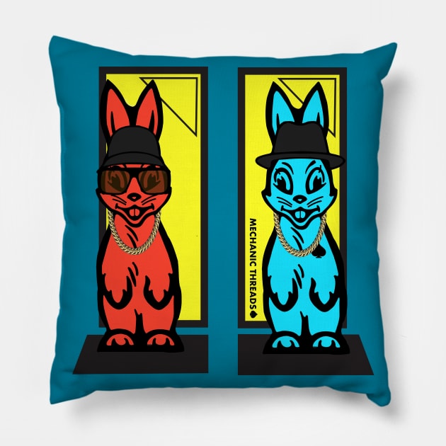 Hippity Hip Hop Rabbits Pillow by mechanicthreads