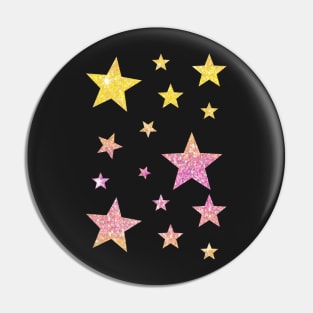 Pink Yellow Ombre Faux Glitter Stars Pin