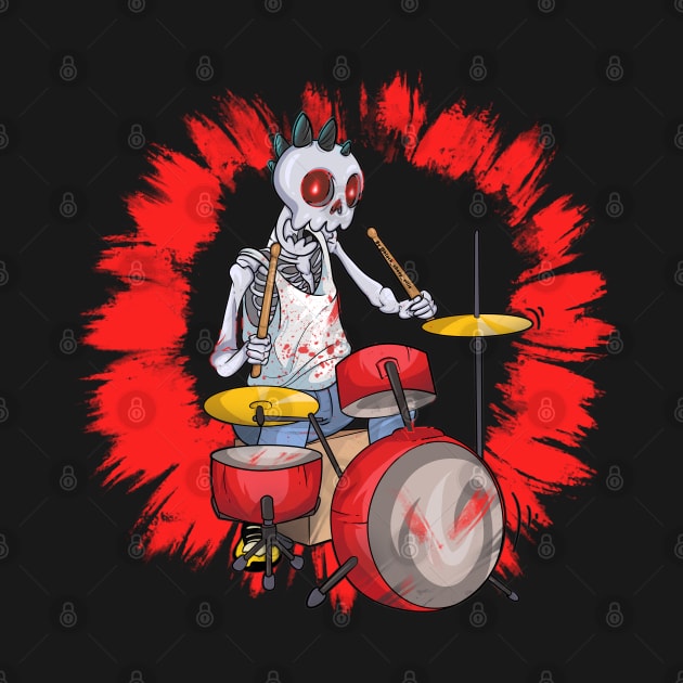 Punk Drummer Skull by Trendy Black Sheep