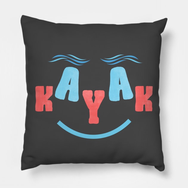 Smiling Kayak Pillow by TeesForThee