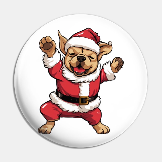Cartoon Christmas French Bulldog Dancing Pin by Chromatic Fusion Studio