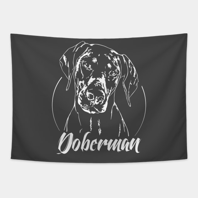 Funny Doberman Pinscher dog lover dog portrait Tapestry by wilsigns